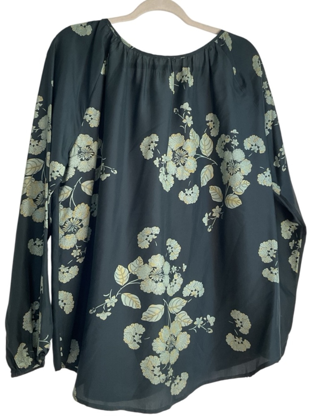 Sundance 100% Silk Floral Long Sleeve Green Boho Tunic* - Picture 3 of 6